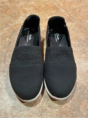 Clarks Black Knit Slip-On Sneakers